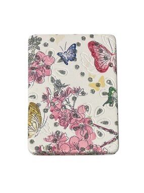 Butterfly Pattern Double Compact Mirror w/ Crystal Stones